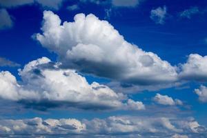 Regular spring clouds on blue sky at daylight in continental europe. Shot wit telehoto lens and polarizing filter. photo