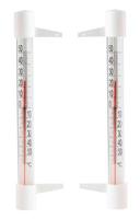 set of two soviet outdoor red mercury window thermometer isolated on white background - fof left and right sides photo