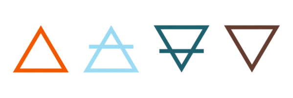 symboles d'alchimie des quatre éléments sur fond transparent png