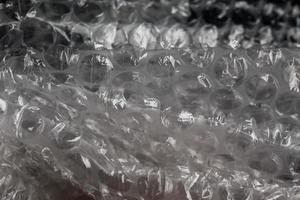 crumpled air bubble wrap - real life close-up background photo