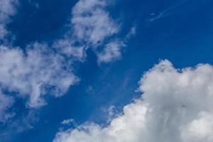 Regular spring clouds on blue sky at daylight in continental europe. Close shot wit telehoto lens and polarizing filter. photo