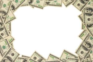 maqueta de marco de billete de cien dólares de estados unidos aislada sobre fondo blanco foto