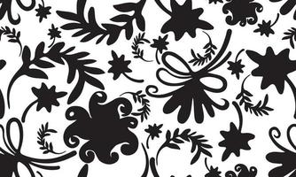 Seamless pattern with black chrysanthemums and leaves for gift wrapping, textile, printing, wallpaper. vector