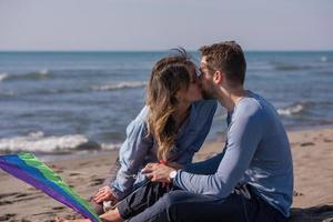 Couple enjoying time together at beach photo