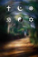 Religious symbols. Christianity cross, Islam crescent, Buddhism dharma wheel, Hinduism aum, Judaism David star, Taoism yin yang, world religion concept. Prophets of all religions bring peace to world. photo