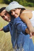 happy young couple have romantic time outdoor photo