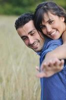 happy young couple have romantic time outdoor photo