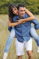 happy young couple have romantic time outdoor photo