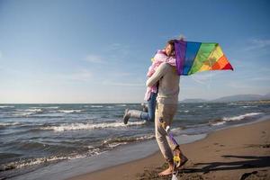 Couple enjoying time together at beach photo