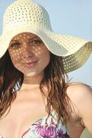 young woman relax  on beach photo