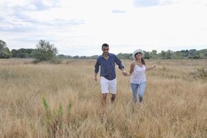 happy young couple have romantic time outdoor photo