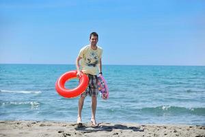 man relax on beach photo