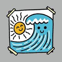 sonrisa olas y puesta de sol en verano ilustración gráfica arte vectorial diseño de camiseta vector