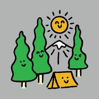 camping y sonrisa ilustración gráfica arte vectorial diseño de camiseta vector