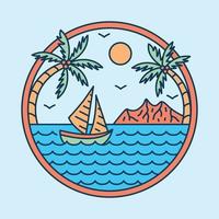 verano con buena naturaleza y velero ilustración gráfica arte vectorial diseño de camiseta vector