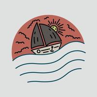 Sailboat and pirate graphic illustration vector art t-shirt design