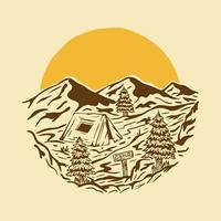 camping con buena vista en la naturaleza ilustración gráfica arte vectorial diseño de camiseta vector