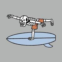 Skull and surfing tricks graphic illustration vector art t-shirt design