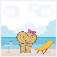 Romantic getaway. People on vacation on the beach. vector