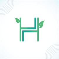 plantilla de logotipo de letra verde hoja h en diseño de vector de estilo minimalista creativo moderno