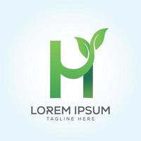 H leaf Green Letter Logo Template in Modern Creative Minimal Style Vector Design