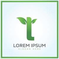 l,t plantilla de logotipo de hoja verde en diseño de vector de estilo minimalista creativo moderno