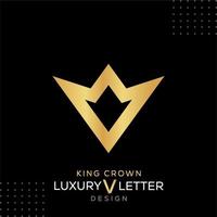 V king crown letter Logo Template  In Modern Creative  Minimal Style  BlacK Vector Design