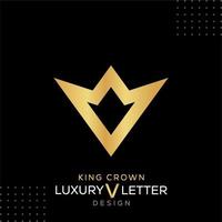 plantilla de logotipo de letra v king crown en diseño de vector negro de estilo minimalista moderno y creativo