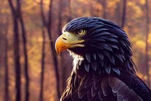 ilustración de un águila majestuosa en el bosque de otoño foto