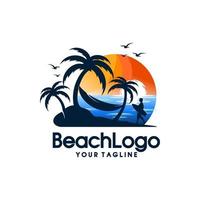 Beach summer vector logo illustration