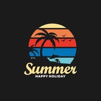 Beach summer vector logo illustration