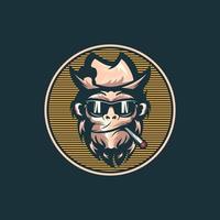 Geek monkey mascot vector logo illustration