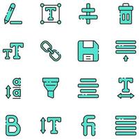 text editor line icon set with blue color vector