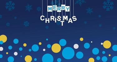 Christmas background with blue gradient and a hanger that says merry christmas vector