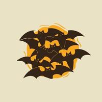 Illustration of a bat coming out of an orange magic hole vector