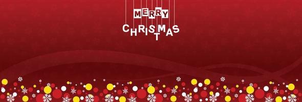plantilla de banner web de feliz navidad con luces brillantes sobre fondo rojo, ventas y ofertas vector