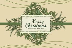 tarjeta de felicitación de feliz navidad y año nuevo dibujada a mano vector