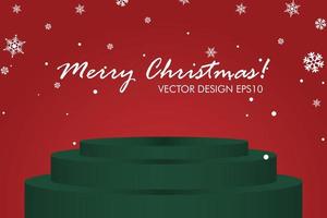 Christmas design background with red background and green stage stand vector