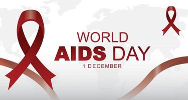 World aids day background on white background and red ribbon vector