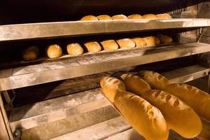 Baked bread in the bakery photo