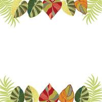 Vector tropical jungle frame with decorative leaves, border with place for text