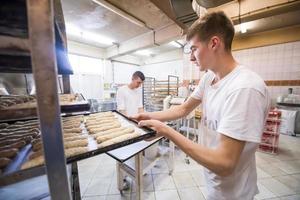 bakers preparing the dough photo