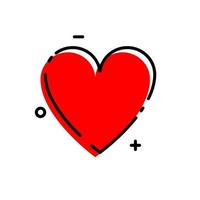 Love icon. Red Heart with black linear Heart in trendy design. Heart icon. Eps10 vector