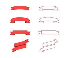 pancartas de cintas rojas en diseño moderno de líneas y planos. iconos vectoriales de banners de cinta. eps10 vector