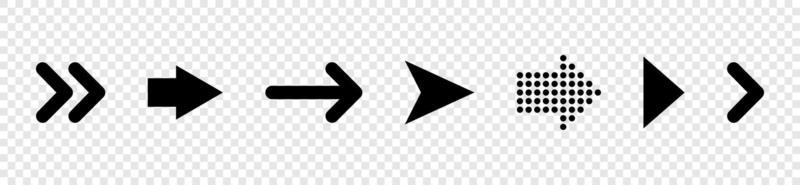 Arrows in a row. Arrows black icons isolated. Arrow vector icons. Eps10