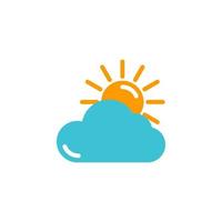 weather icon. yellow sun with blue cloud in flat design on white background. weather vector icon. Eps10