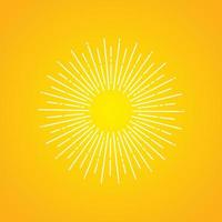 rayos de sol blancos sobre fondo degradado amarillo. icono de vector de rayos de sol. eps10