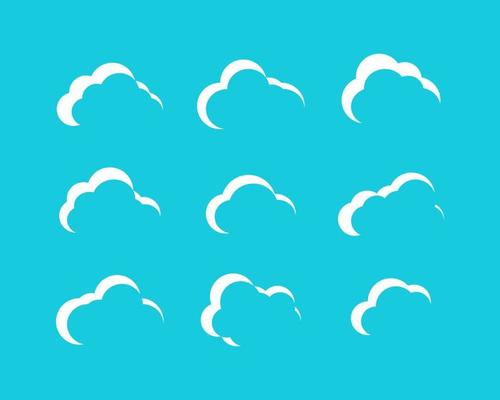 White Clouds collection in cartoon design. White Clouds icons. Clouds isolated. Eps10
