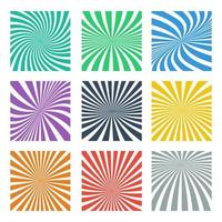 conjunto de iconos de colores de rayos solares aislados en fondo blanco. iconos solares en círculo y diseño en espiral. eps10 vector