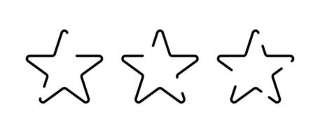 estrellas. iconos vectoriales de tres estrellas en un diseño lineal de moda. iconos de estrellas aislados sobre fondo blanco. estrella negra. eps10 vector